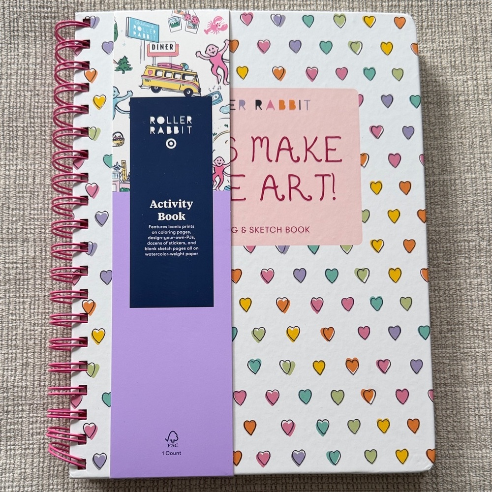 Roller Rabbit Activity & Sketch Book - Multicolor Heart Cover
